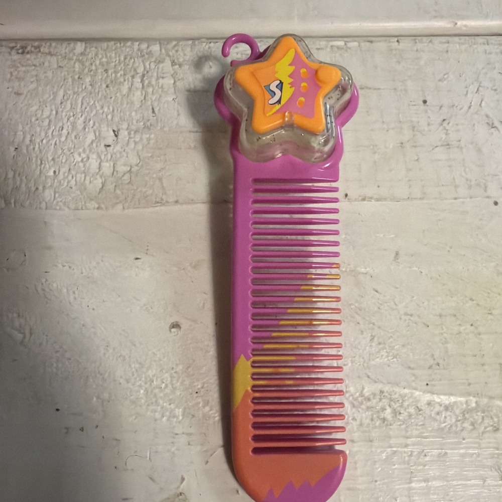 VINTAGE 1988 FISHER PRICE SMOOSHEES PINK / ORANGE PLASTIC STAR REPLACEMENT COMB